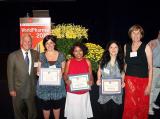 Presentation of the Young Investigator Awards.  From left to right: S. J. Enna (Secretary General), Ana Paula Dantas (1st prize), Shreena Joshi (2nd prize),  Lusine Danielyan (3rd prize), and Sue Piper Duckles (Past President)